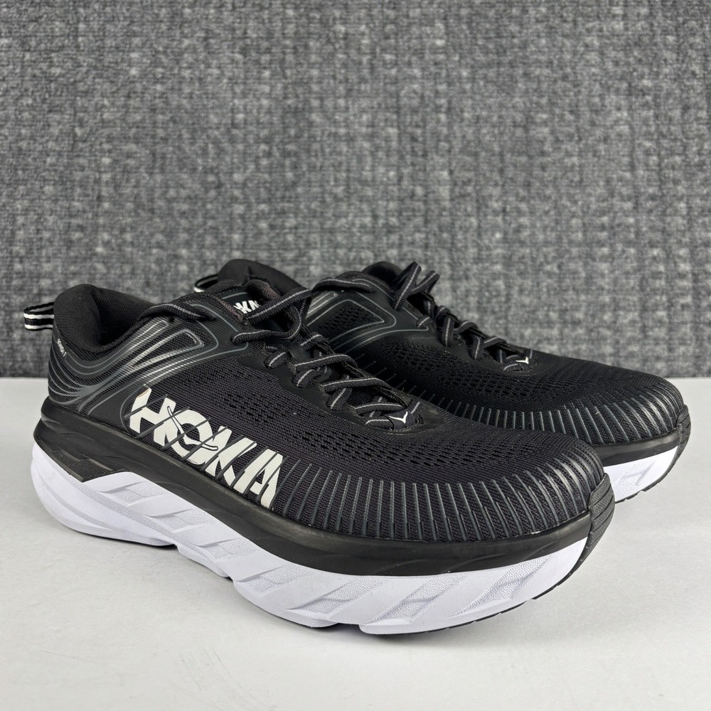 Hoka One One Bondi 7 Running Shoes Black White Wide 1110531 BWHT Size 10D